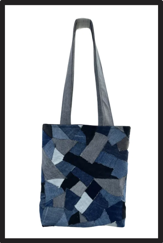 Tote Bag en patchwork de denim recyclé – Nat_Collection